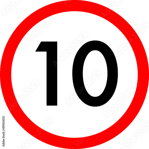 Speed limit 10 round road traffic icon