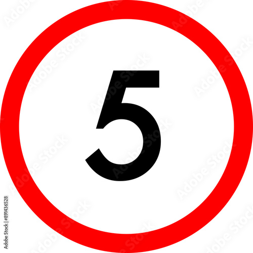 Speed limit 5 round road traffic icon
