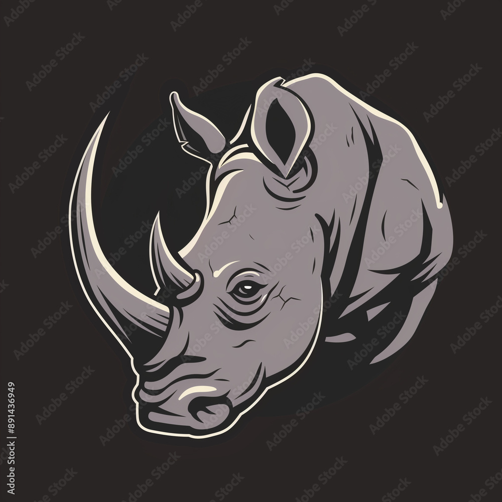 Tough Rhino Horn Logo: A Stone Gray Symbol for Solid and Robust Branding Tough Rhino Horn Logo: A Stone Gray Symbol for Solid and Robust Branding
