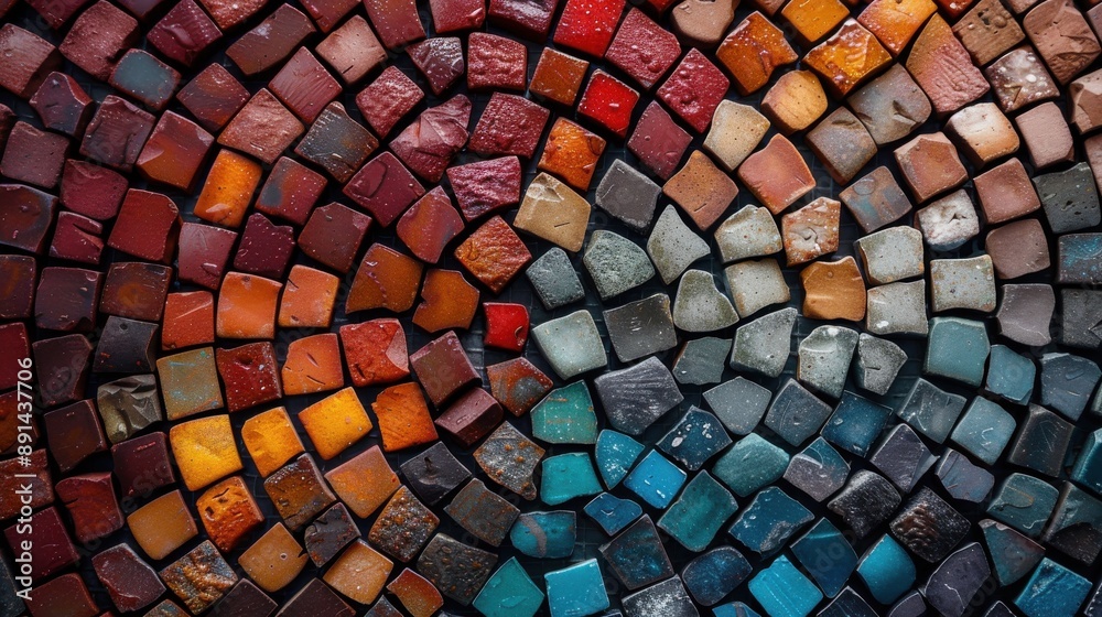 A detailed photograph of a colorful mosaic pattern with vibrant and rich hues, beautifully arranged in a geometric design that captures the eye and evokes artistic appreciation. A detailed photograph of a colorful mosaic pattern with vibrant and rich hues, beautifully arranged in a geometric design that captures the eye and evokes artistic appreciation.