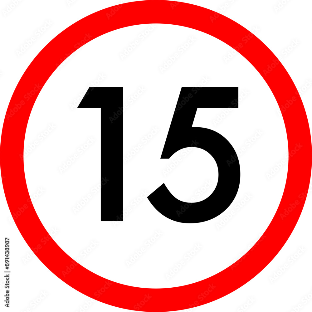 Speed limit 15 round road traffic icon Speed limit 15 round road traffic icon