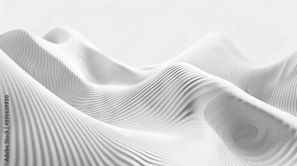 Minimalist abstract background with wave pattern, light gray and white gradient, soft lines, fluid simplicity. Atmospheric perspective, high resolution, soft lighting. Tranquil and calm atmosphere, Ci Minimalist abstract background with wave pattern, light gray and white gradient, soft lines, fluid simplicity. Atmospheric perspective, high resolution, soft lighting. Tranquil and calm atmosphere, Ci