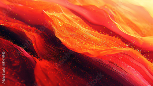 Abstract red and orange fluid art painting with vibrant colors a photo