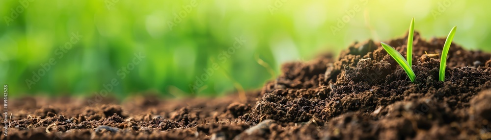 Close-up of fresh green plant sprouting from fertile soil with soft focus background, symbolizing growth and new beginnings. Close-up of fresh green plant sprouting from fertile soil with soft focus background, symbolizing growth and new beginnings.