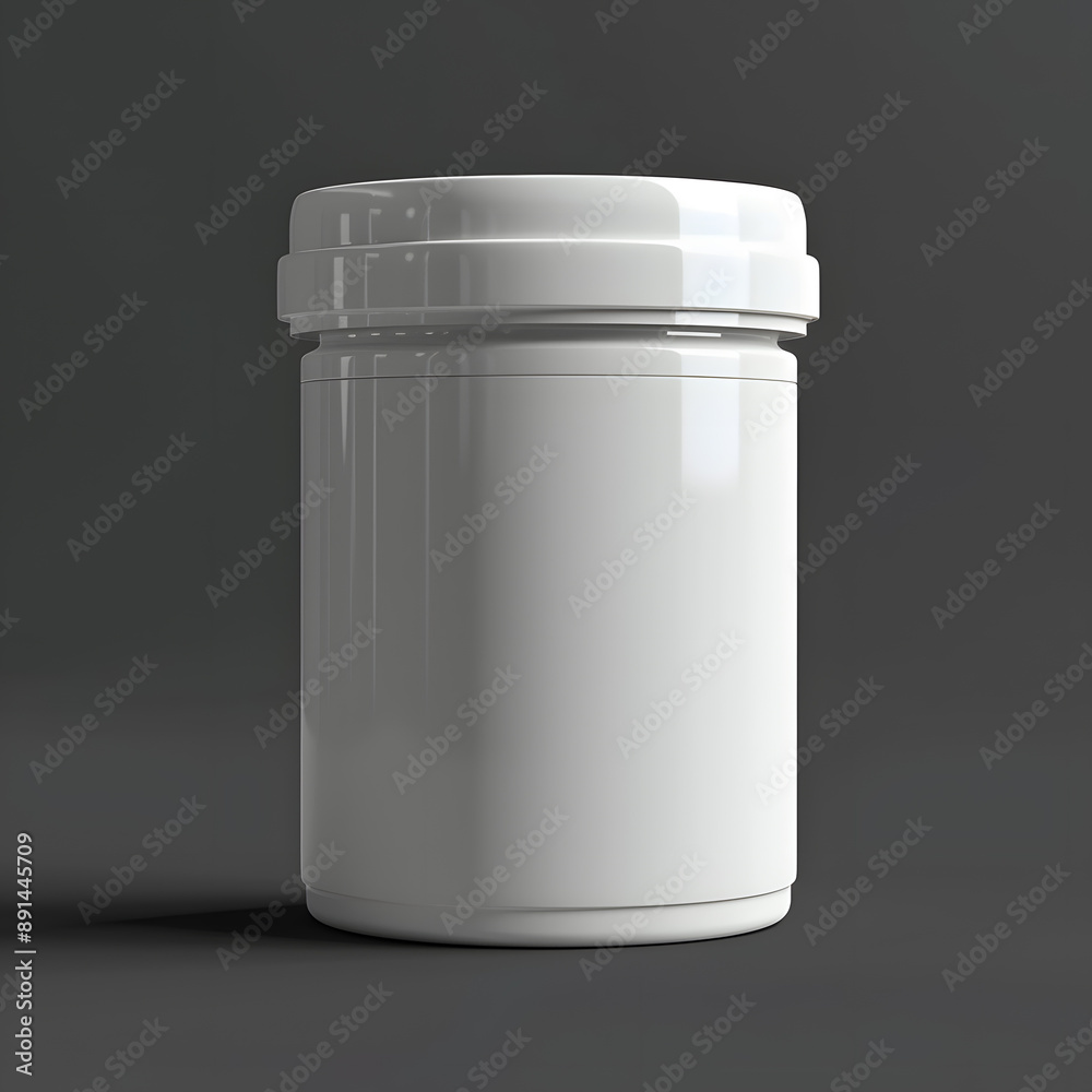 Blank white jar for pills mock up isolated on dark grey background Blank white jar for pills mock up isolated on dark grey background