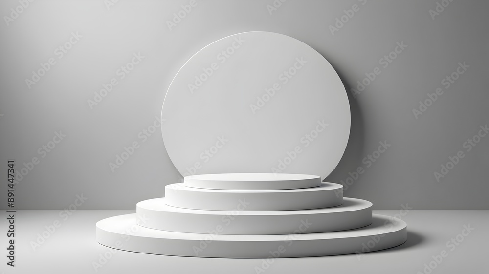 presentation podium, modern white 3d podium with gray background presentation podium, modern white 3d podium with gray background