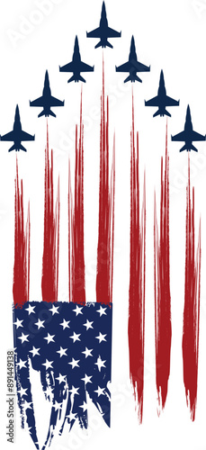 Color USA flag with military fighter jets