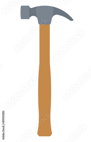 Hammer. Construction, repair, building, carpentry tool. Minimalistic illustration of instrument. Clean and simple style. Vector, simplified, isolated.