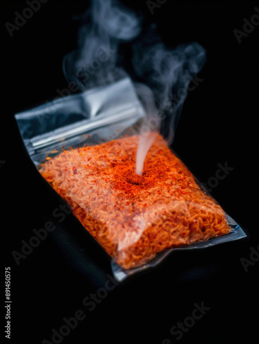 Buldak sauce packet ignites...