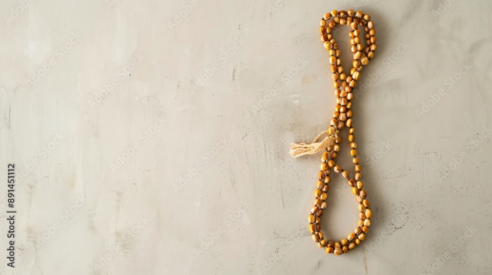 A minimalist necklace made from corn kernels, displayed on a simple background A minimalist necklace made from corn kernels, displayed on a simple background