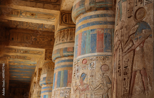Ancient egyptian temple of Ramsess III (Medinet Habu) in Luxor, egypt