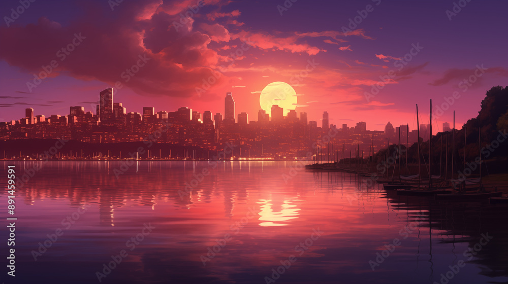 Obraz premium archaeological site at sunset