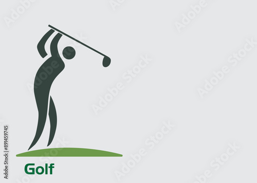 golf player in golf ground, banner isolated, people golfer and sports,Horizontal banner with copy space, people playing silhouette on isolated background, Landing page with the golf club Website