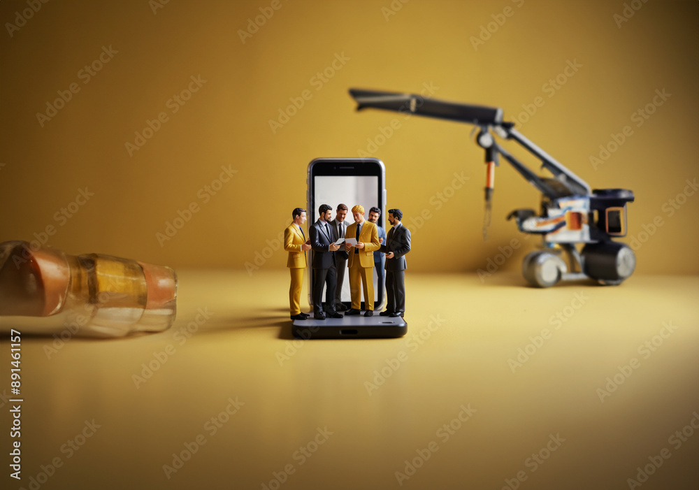 Fototapeta premium Miniature businessman: charming business model.