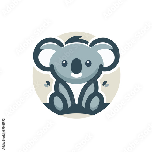 flat vector logo of a koala, logo of a  cute koala photo