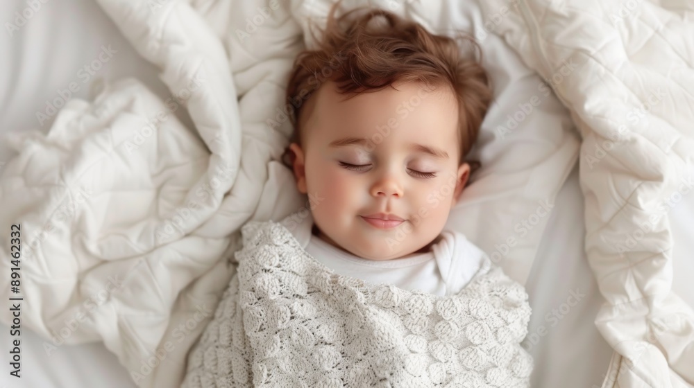 A serenely sleeping baby is wrapped in a white blanket, creating a peaceful and tranquil scene. The baby’s calm and quiet expression exudes comfort and warmth. A serenely sleeping baby is wrapped in a white blanket, creating a peaceful and tranquil scene. The baby’s calm and quiet expression exudes comfort and warmth.