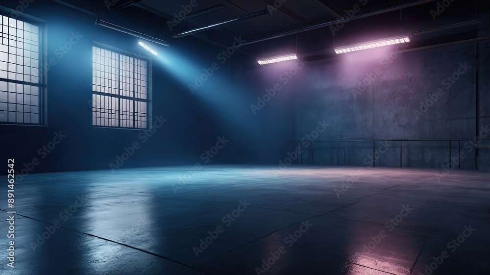 Dark blue background empty dark scene neon light with smoke, product mockup Dark blue background empty dark scene neon light with smoke, product mockup