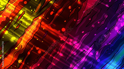 Glowing rainbow fluid digital art with vibrant colors and glowin photo