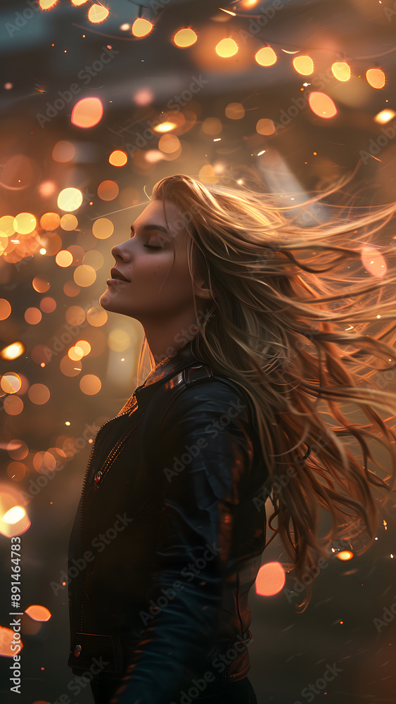 realistic high-resolution photo of woman, with detailed background
