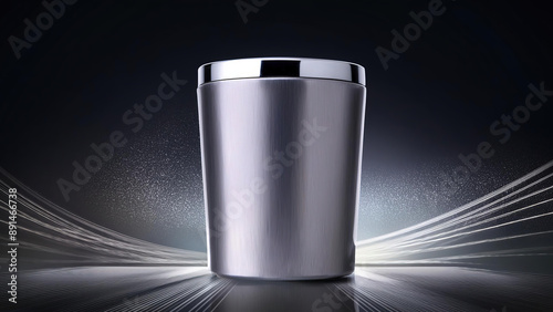 food container cosmetics, and toiletries with silver BRUSHED BOPP label Its brushed silver photo