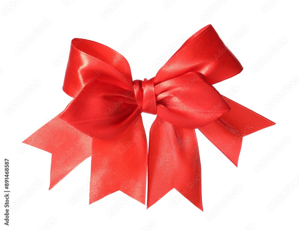 Red satin ribbon bow isolated on white Red satin ribbon bow isolated on white