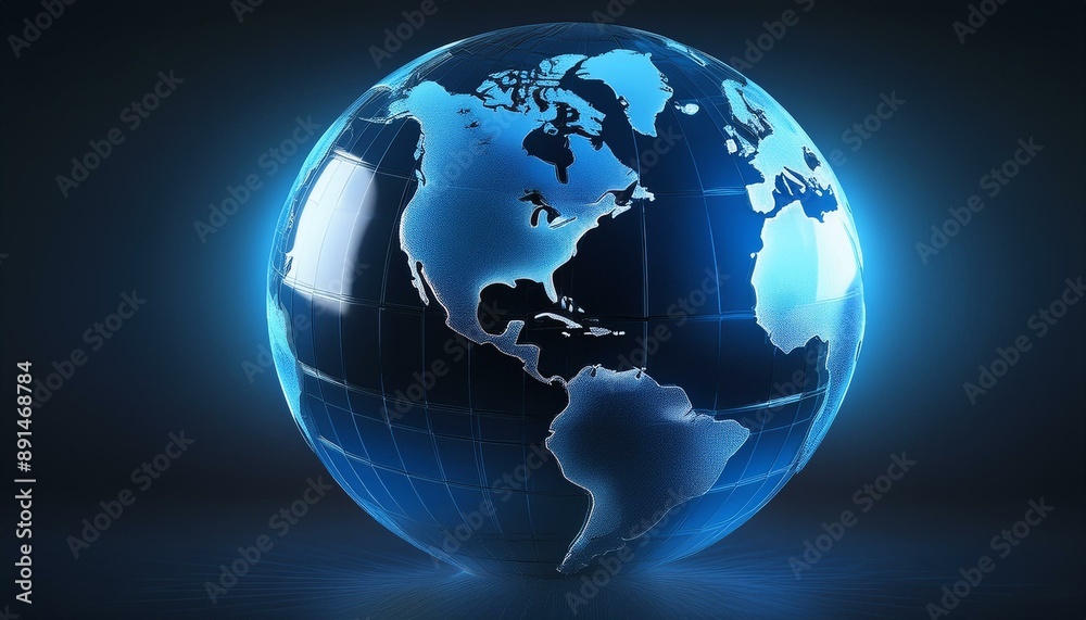 A dazzling holographic globe with colorful, glowing digital continents, floating above a fut. A dazzling holographic globe with colorful, glowing digital continents, floating above a fut.