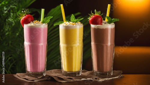 Colorful milkshakes and smoothies