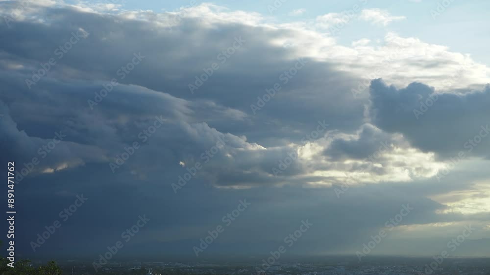 Time-lapse of cloudscape unfolds across the vast horizon, painting the sky with ethereal hues as sunlight dances Time-lapse of cloudscape unfolds across the vast horizon, painting the sky with ethereal hues as sunlight dances