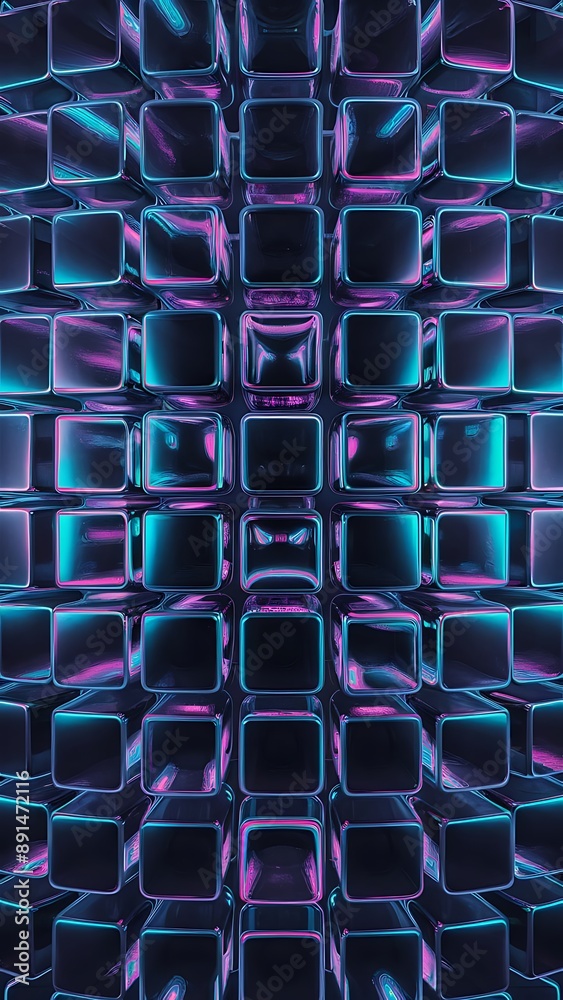 Fototapeta premium Abstract 3d background wallpaper with glass with colorful light emitter iridescent neon Design visual element for banner header poster or cover.