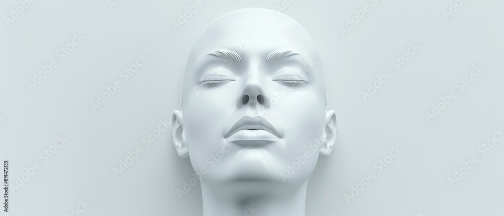 A woman's face is shown in a white background A woman's face is shown in a white background