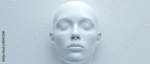 A woman's face is shown in a white background