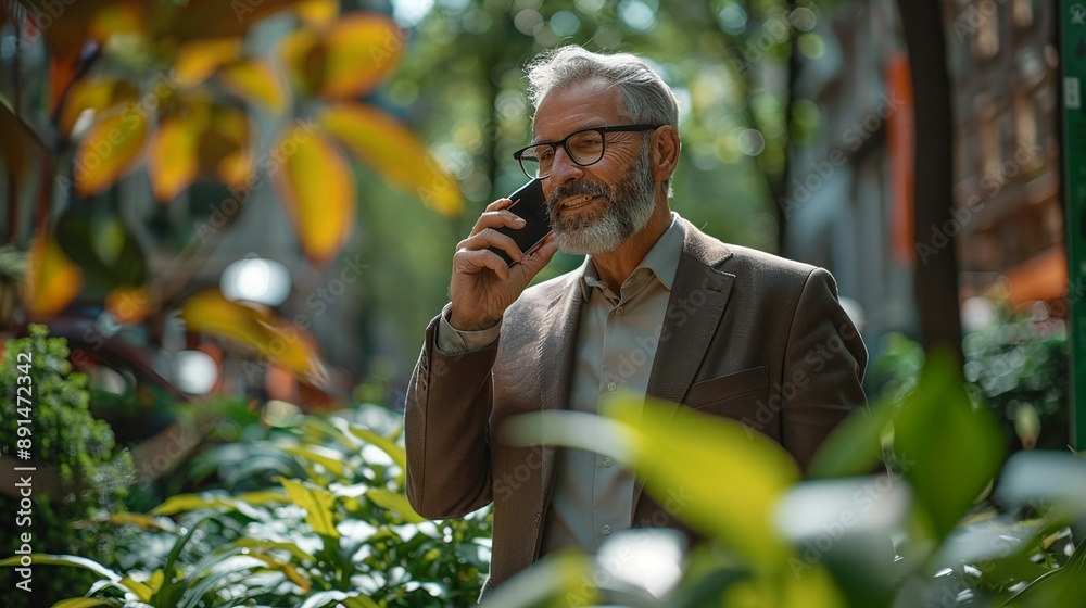 Businessman chatting animatedly on his phone while strolling through a vibrant city park, blending work with a moment of relaxation in the urban greenery realistic photo, high resolution , Minimalism, Businessman chatting animatedly on his phone while strolling through a vibrant city park, blending work with a moment of relaxation in the urban greenery realistic photo, high resolution , Minimalism,