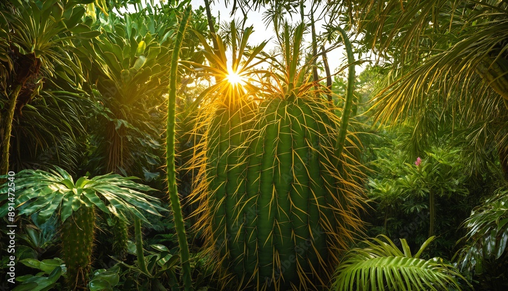 Sunlit Cactus Forest