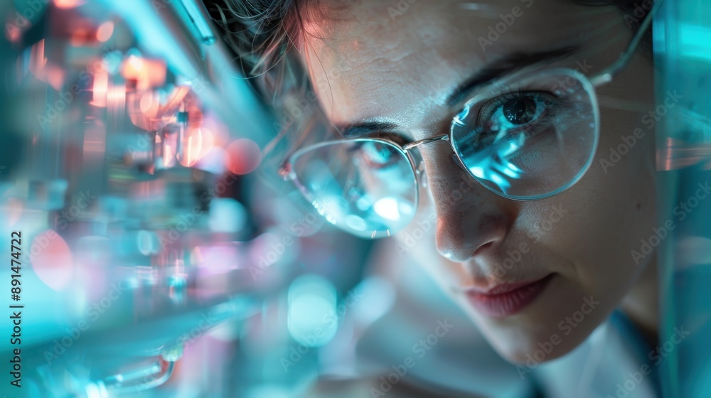 A high-tech laboratory featuring advanced glowing equipment illuminated by futuristic lights suggesting a sophisticated and cutting-edge scientific environment. A high-tech laboratory featuring advanced glowing equipment illuminated by futuristic lights suggesting a sophisticated and cutting-edge scientific environment.