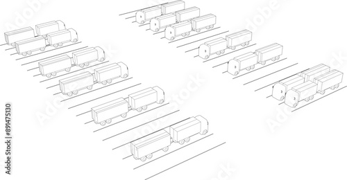 3D illustration of parking and carport