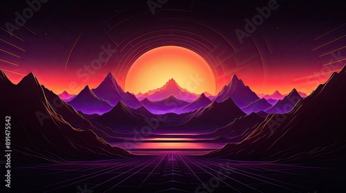 A retro-futuristic sunset 