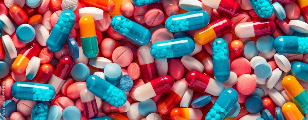 Close-Up of Colorful Pills and Half-Split Capsules Representing Diversity in Medical Treatment with Bright Lighting and Aerial Perspective for High-Resolution Detail Close-Up of Colorful Pills and Half-Split Capsules Representing Diversity in Medical Treatment with Bright Lighting and Aerial Perspective for High-Resolution Detail