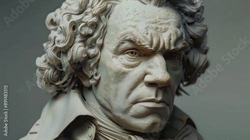 Realistic ludwig van beethoven sculpture.