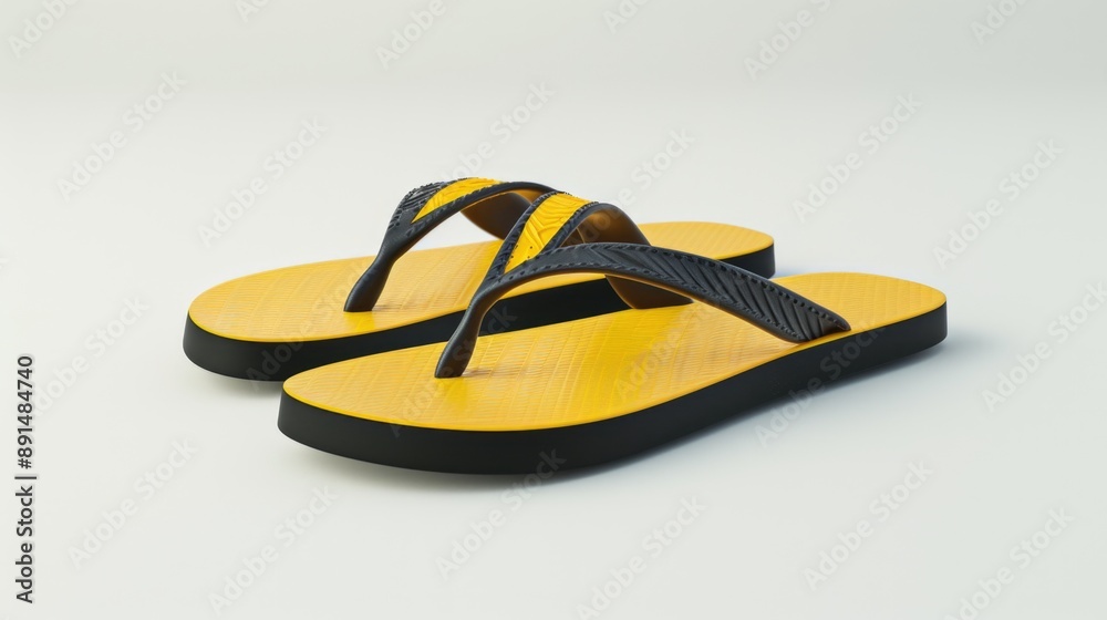 yellow flip flops on white background yellow flip flops on white background