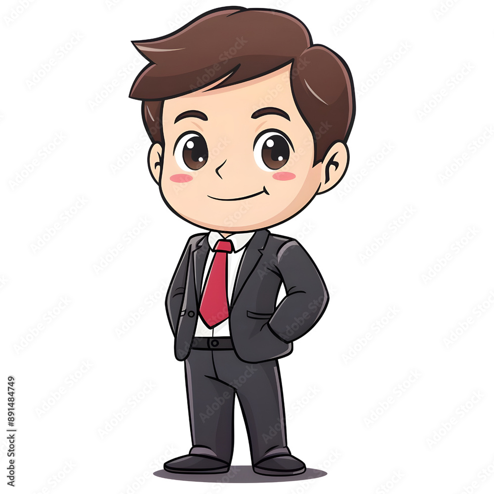 cute comic cartoon, businessperson wearing suit and Tie, watercolor illustration cute comic cartoon, businessperson wearing suit and Tie, watercolor illustration
