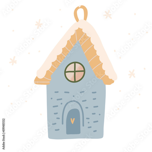Сhristmas tree toyю Cute winter holiday isolated illustration. Hand drawn doodle flat seasonal Christmas design element