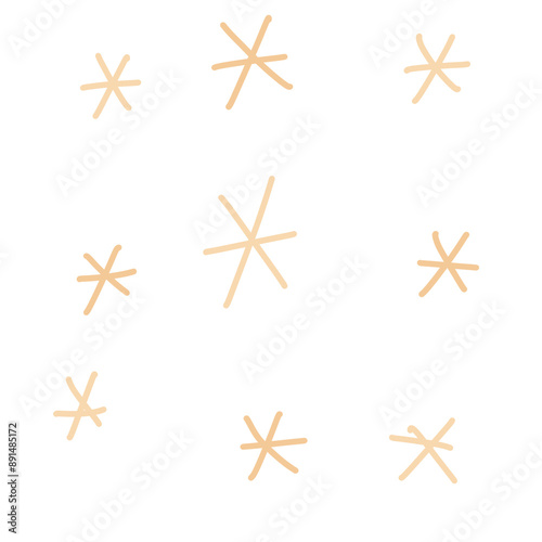 Snowflakes doodle. Cute winter holiday isolated illustration. Hand drawn doodle flat seasonal Christmas design element