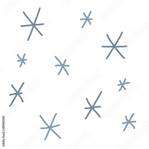 Snowflakes doodle. Cute winter holiday isolated illustration. Hand drawn doodle flat seasonal Christmas design element