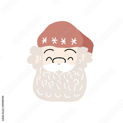 Santa. Father Christmas. Cute winter holiday isolated illustration. Hand drawn doodle flat seasonal Christmas design element