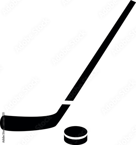 Hockey stick and puck on transparent background. Vector illustration