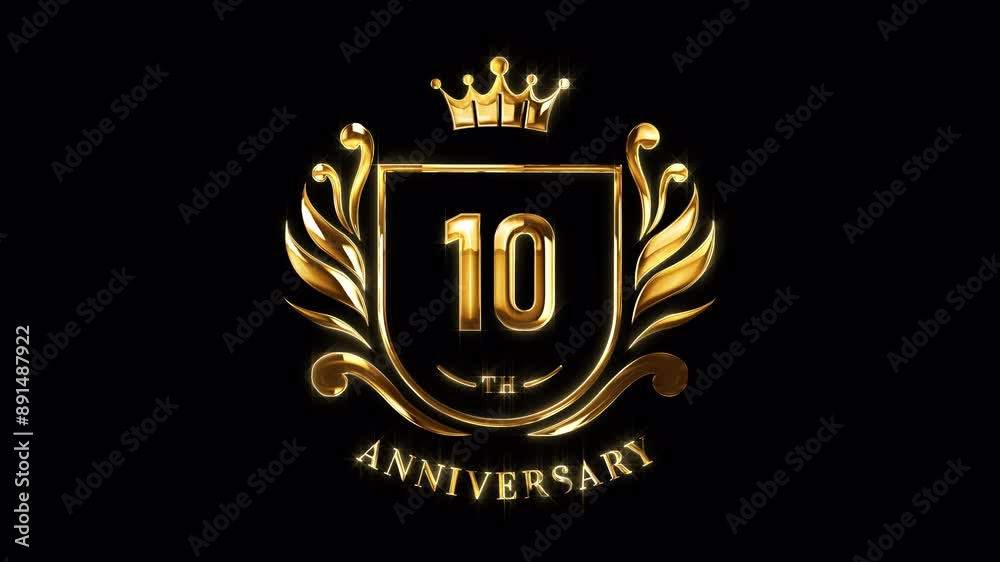 10th Anniversary Celebration. Golden 10 Years Anniversary Animation in Gold Color on the Transparent Background, Alpha Channel. Great for greetings, celebrations, events, and gifts. 10th Anniversary Celebration. Golden 10 Years Anniversary Animation in Gold Color on the Transparent Background, Alpha Channel. Great for greetings, celebrations, events, and gifts.