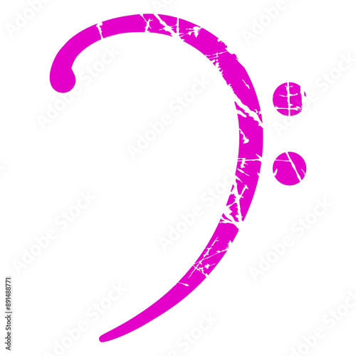 Music Bass Note Scratches Vintage Retro Used Look Pink Pattern Old Clef French Violin Treble Musical Instrument Sound Love Icon Symbol Design	