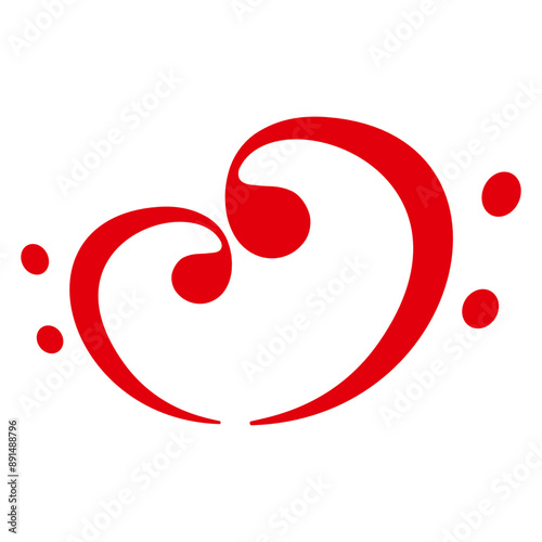 2 Bass Heart Music Love Two Notes Clef French Violin Treble Musical Instrument Sound Icon Symbol Design	