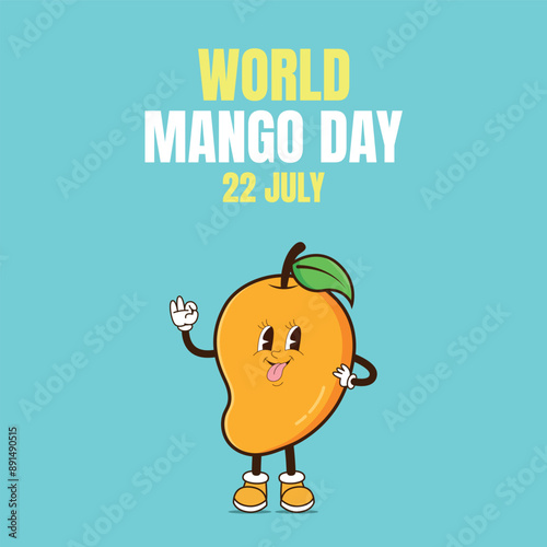 World mango day template. 22 July. vector template. International mango day. The day of the king of the fruits.