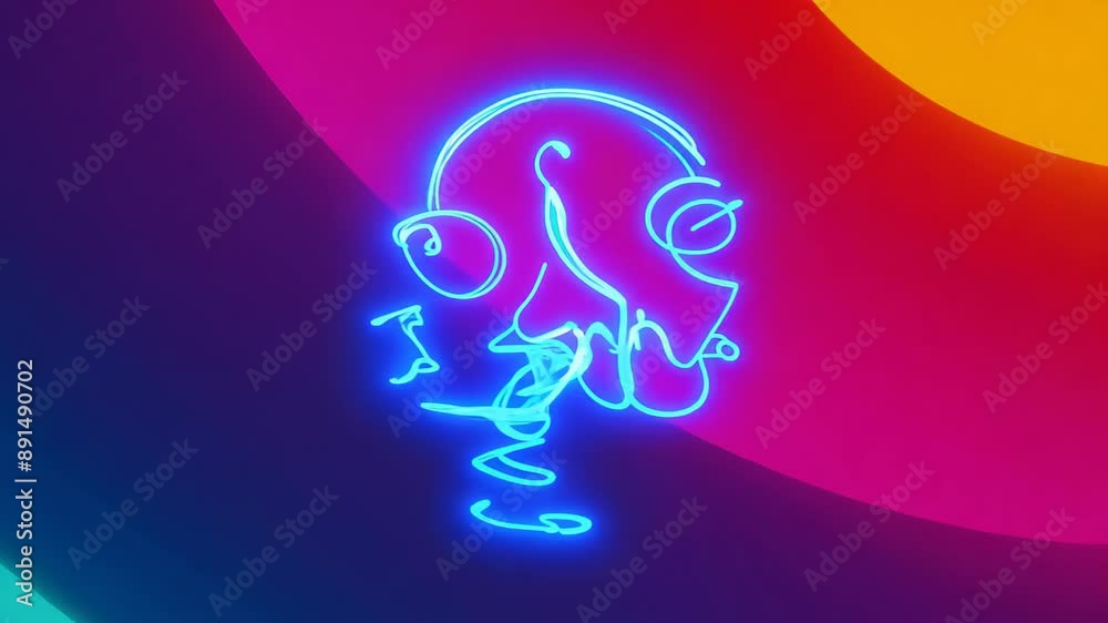 Neon UFO on a multi-colored background. Concept: science fiction and posters, cyberpunk and club posters. Neon UFO on a multi-colored background. Concept: science fiction and posters, cyberpunk and club posters.